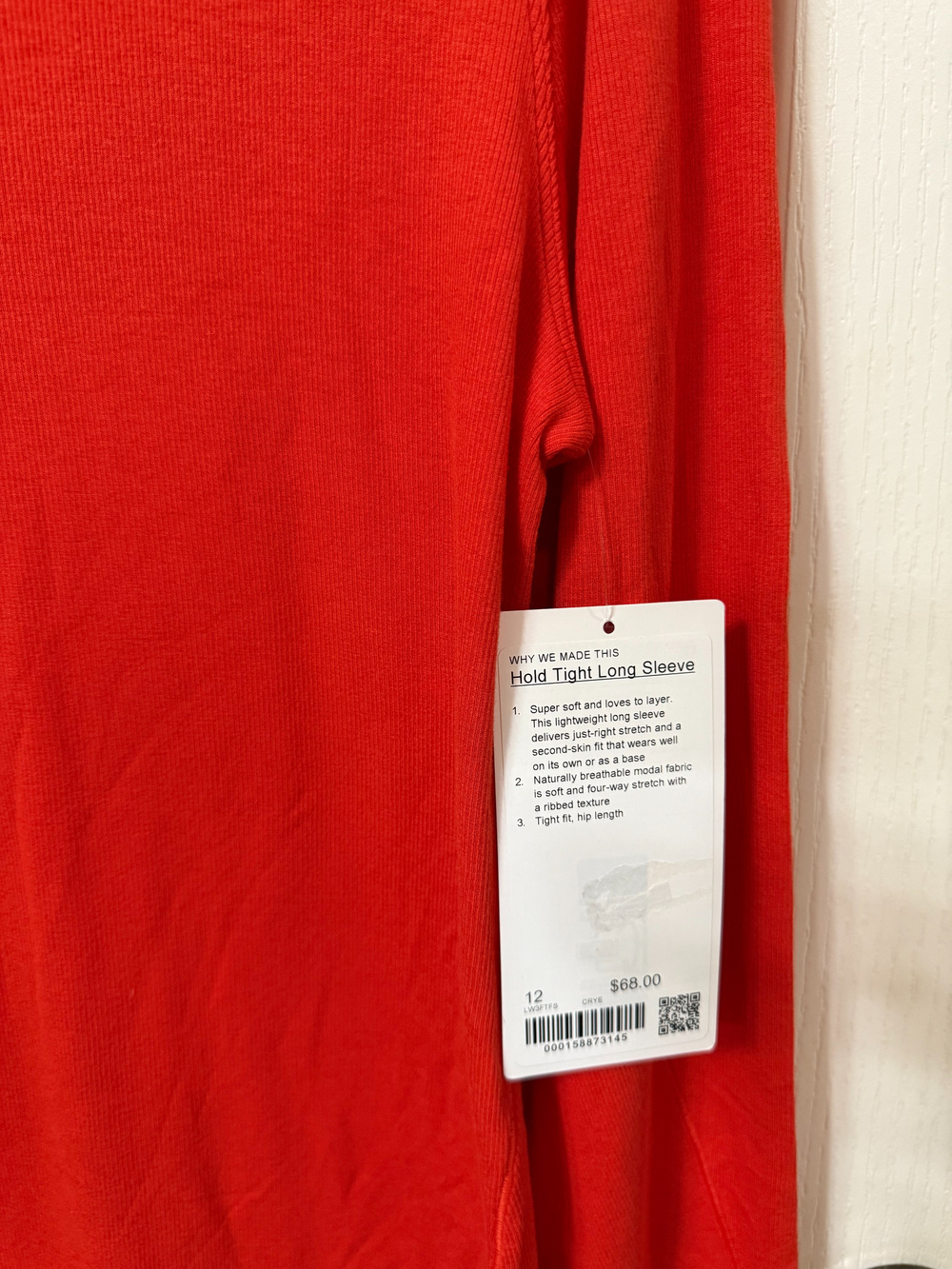 lululemon Women's Hold Tight Long Sleeve Red Shirt size 12 - Picture 2 of 4